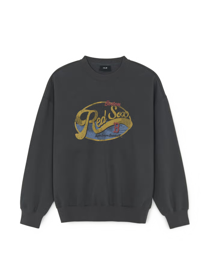 [Karina Pick] 25FW MLB Varsity Vintage Graphic Man-to-Man Boston Red Sox