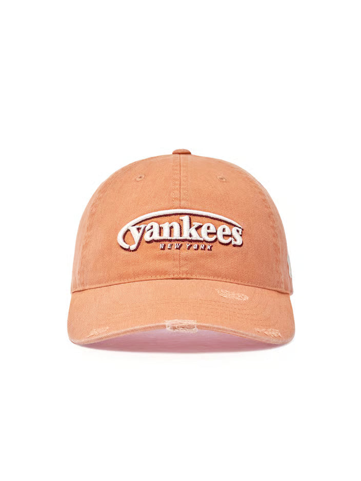 [Aespa Karina Pick] 26SS MLB Vintage Damage Curve Logo Unstructured Ball Cap New York Yankees