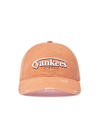 [Aespa Karina Pick] 26SS MLB Vintage Damage Curve Logo Unstructured Ball Cap New York Yankees