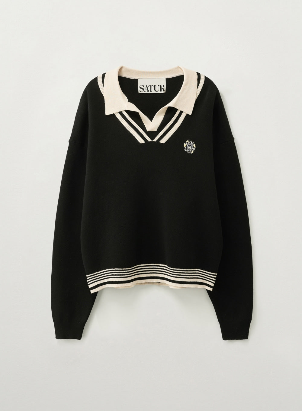 [Riize Pick] 26SS Satur Crest Logo Open Collar Knit