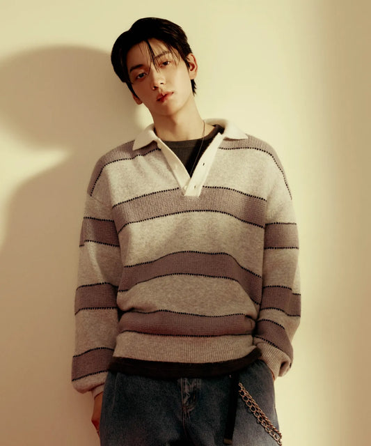 [TXT Soobin Worn] 26FW COVERNAT Stripe Collar Knit