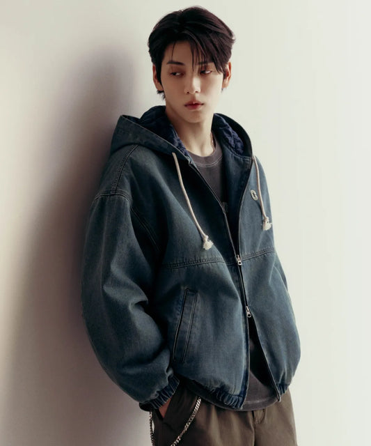 [TXT Soobin Worn] 26FW COVERNAT Ringspun C Logo Denim Hooded Jacket