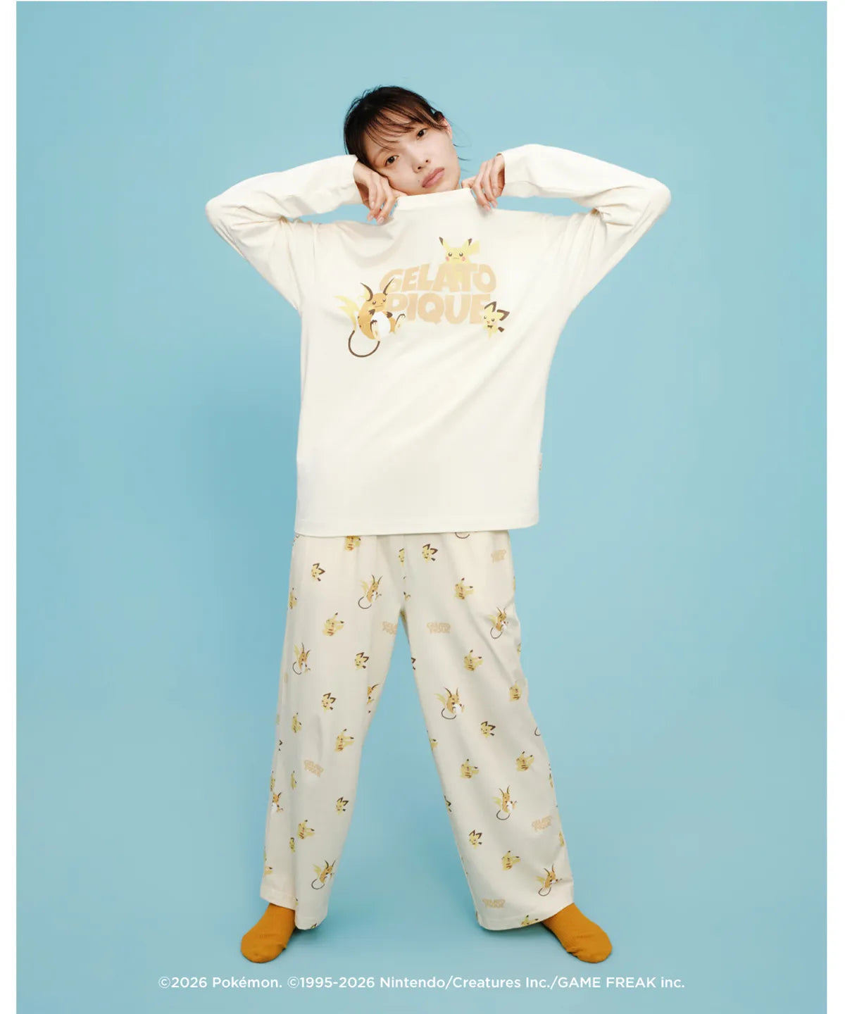[Pokemon X Gelato Pique] Unisex Point Long T-shirt & Long Pants Set