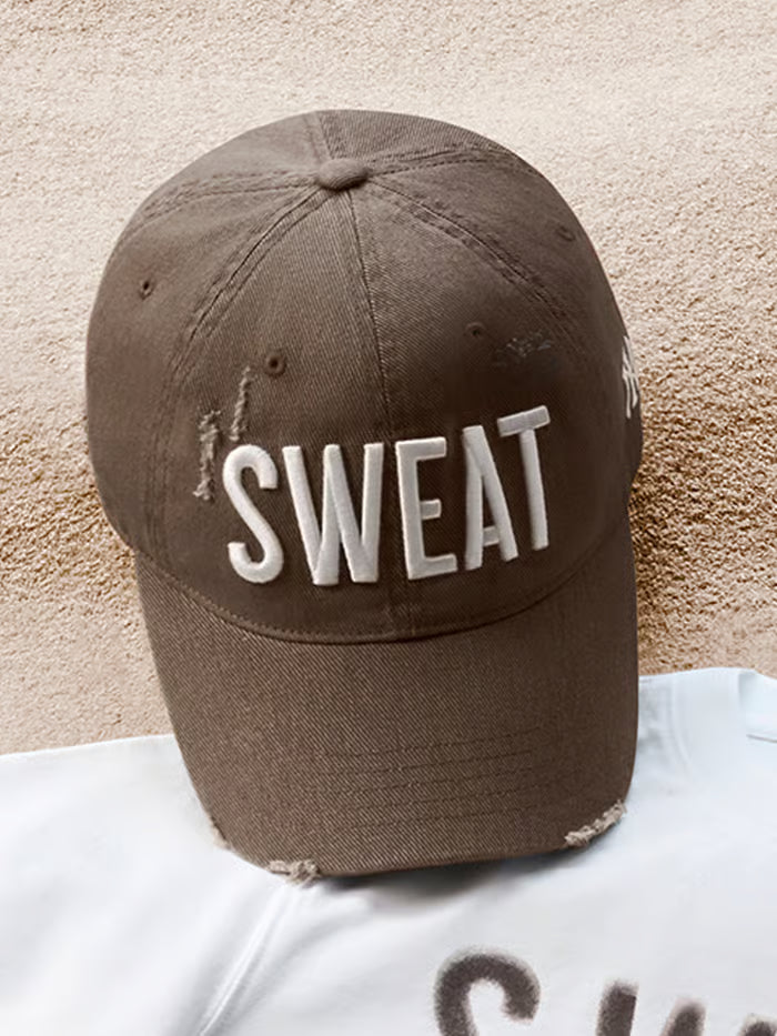 [MLB X KISS OF LIFE] SWEAT Damaged Washed Unstructured Ball Cap Brown