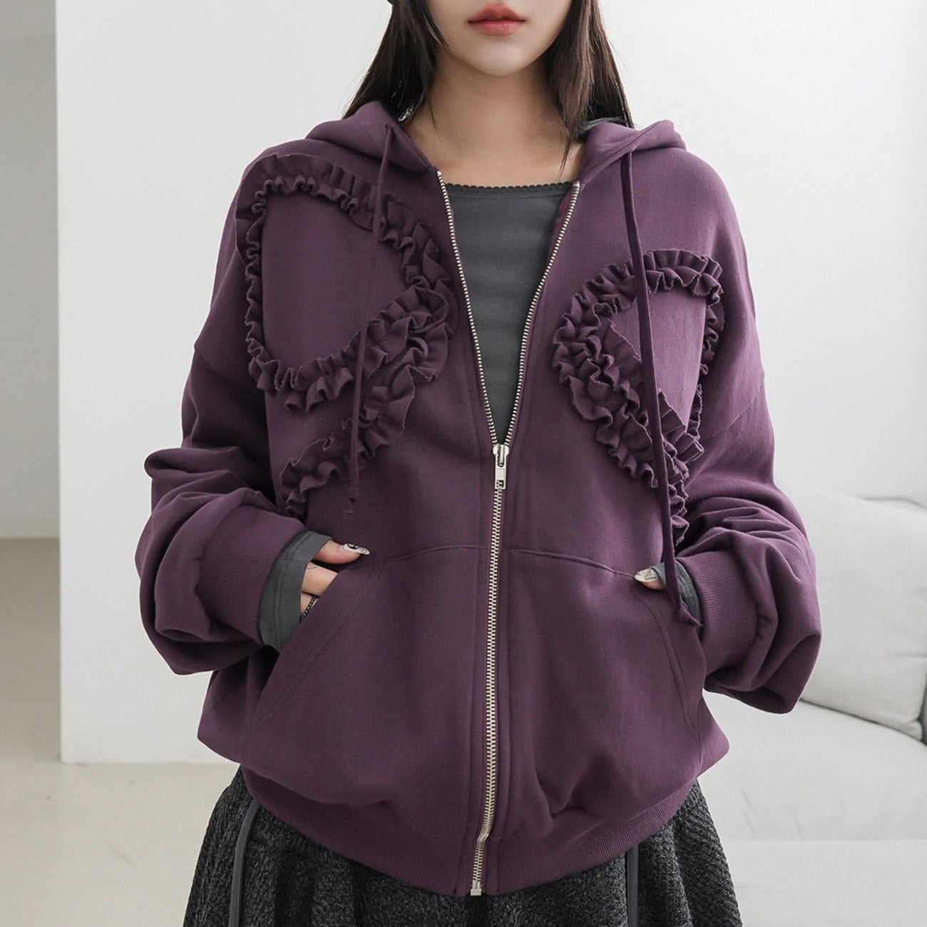 Binary01 - Becken Ribbon Zip-up Hoodie