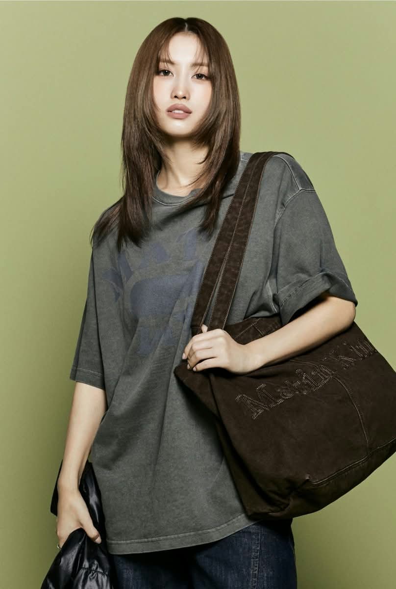 [Twice Momo X Matin Kim 26 Fall Coll.] Vintage washed Cotton Shoulder Bag