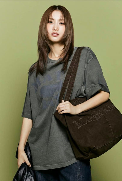 [Twice Momo X Matin Kim 26 Fall Coll.] Vintage washed Cotton Shoulder Bag