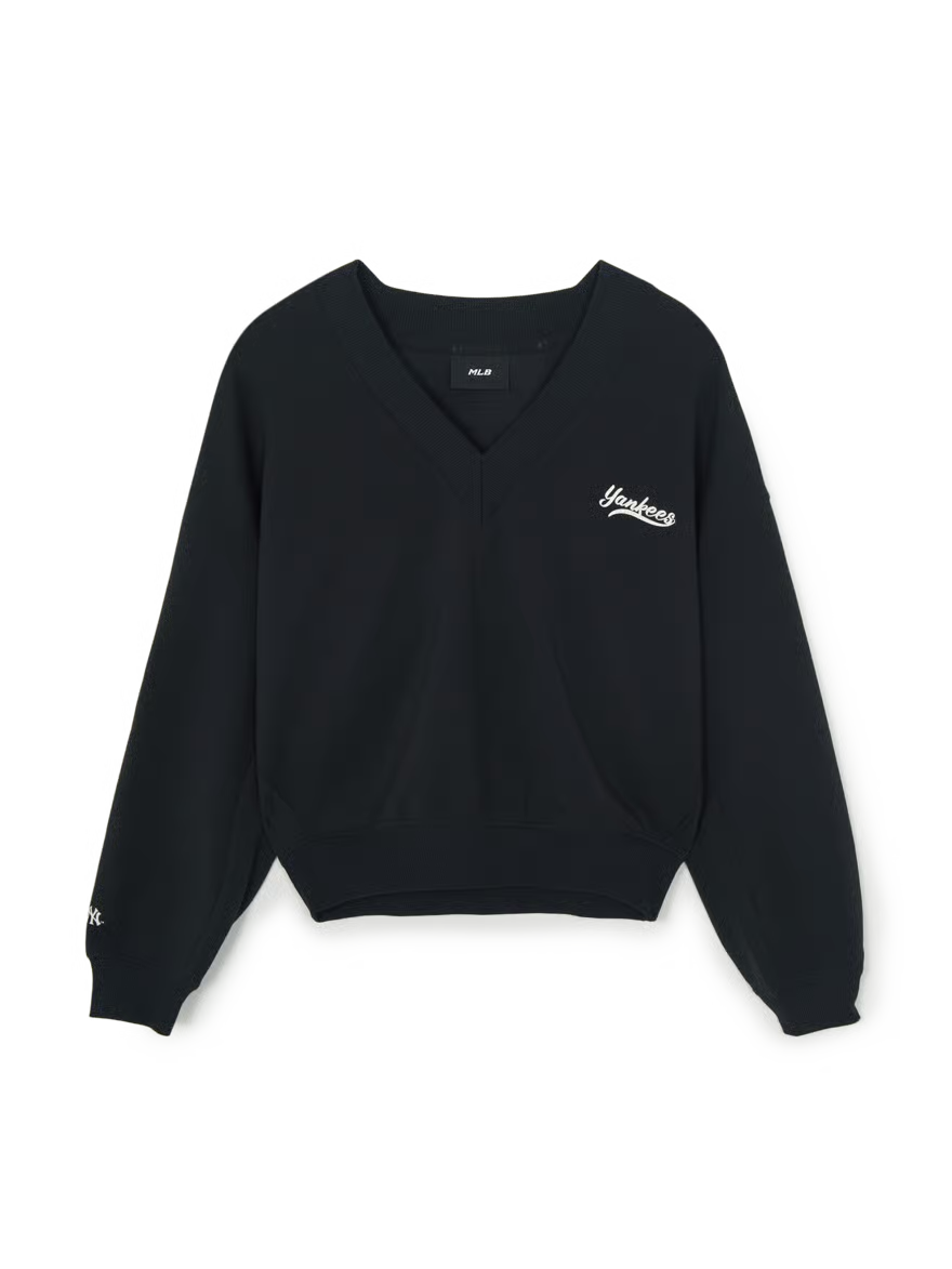 [Ive Gaeul Worn] MLB Women's Basic V-Neck Semi-Crop Sweatshirt LA Dodgers