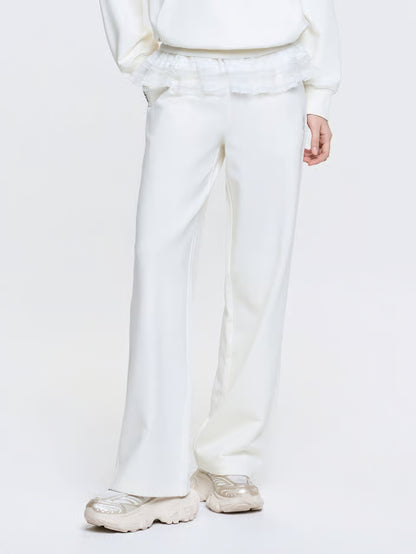 [Aespa Karina Pick] 26SS MLB omen's Basic Lace Ruffle Semi-Wide Pants New York Mets