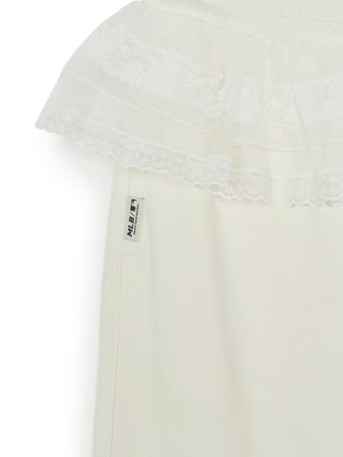 [Aespa Karina Pick] 26SS MLB omen's Basic Lace Ruffle Semi-Wide Pants New York Mets