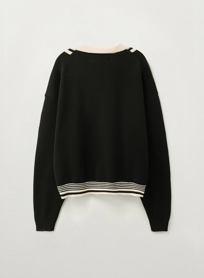 [Riize Pick] 26SS Satur Crest Logo Open Collar Knit