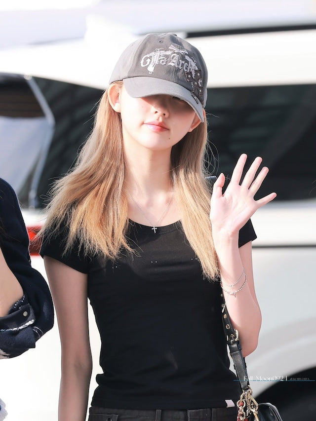 [Ive Gaeul Worn] Gila Archive Cross Patched Pistol Ballcap Gray