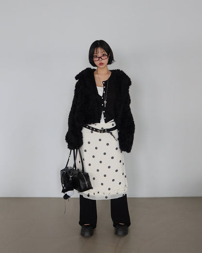 Delight J - Dot Frill Midi Skirt (IVORY)