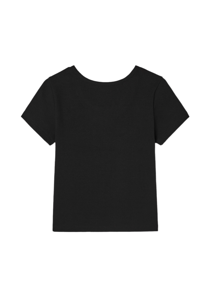 [BAE SUZY WORN] GUESS - Women's Original Triangle Ribbed Short Sleeve T-shirt