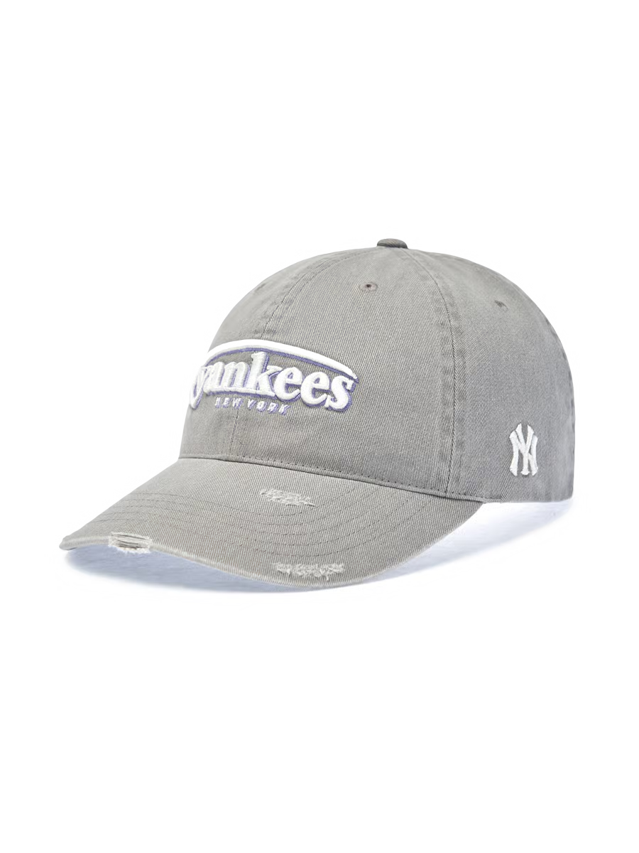 [Ive Gaeul Worn] MLB Vintage Damaged Curve Logo Unstructured Ball Cap New York Yankees