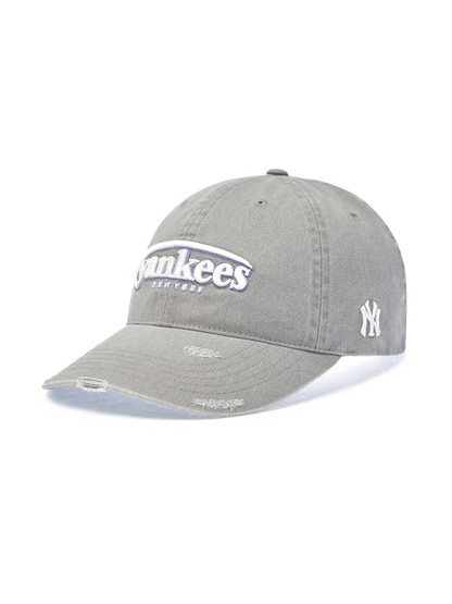 [Ive Gaeul Worn] MLB Vintage Damaged Curve Logo Unstructured Ball Cap New York Yankees