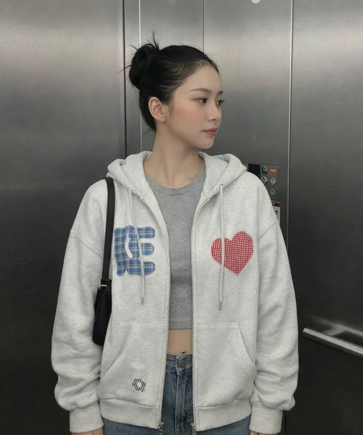 KKEEE Wappen Cozy Two-Way Hooded Zip-Up