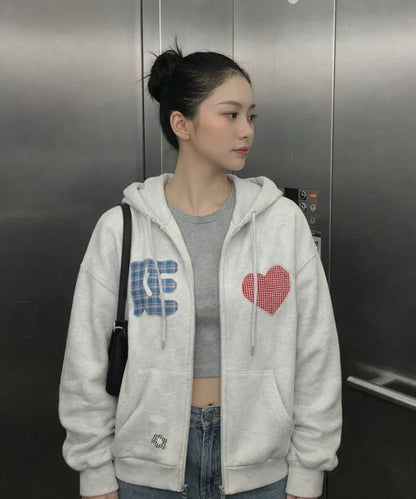 KKEEE Wappen Cozy Two-Way Hooded Zip-Up