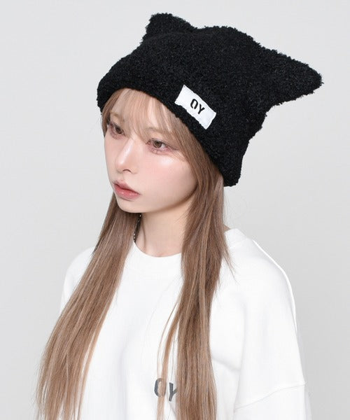 OY Boucle Ears Beanie - Black