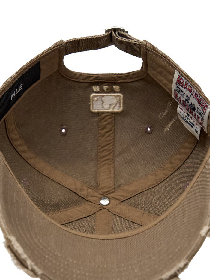 [MLB X KISS OF LIFE] SWEAT Damaged Washed Unstructured Ball Cap Brown