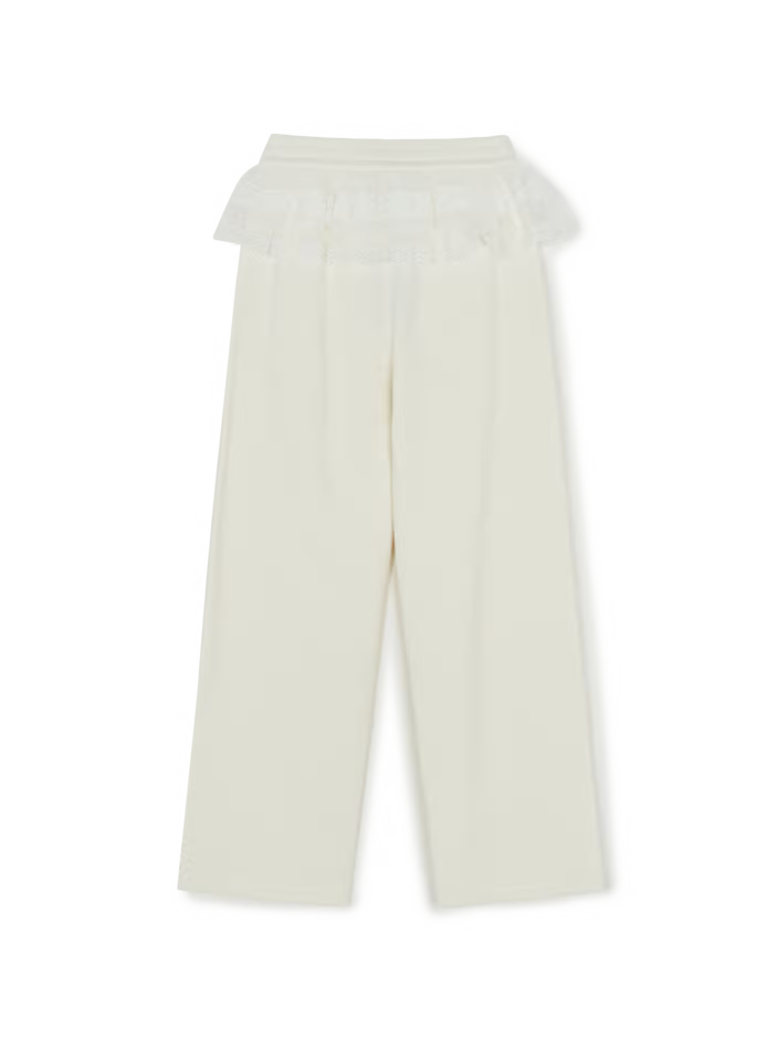 [Aespa Karina Pick] 26SS MLB omen's Basic Lace Ruffle Semi-Wide Pants New York Mets