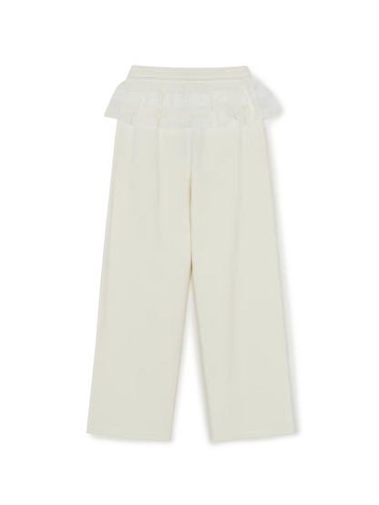 [Aespa Karina Pick] 26SS MLB omen's Basic Lace Ruffle Semi-Wide Pants New York Mets