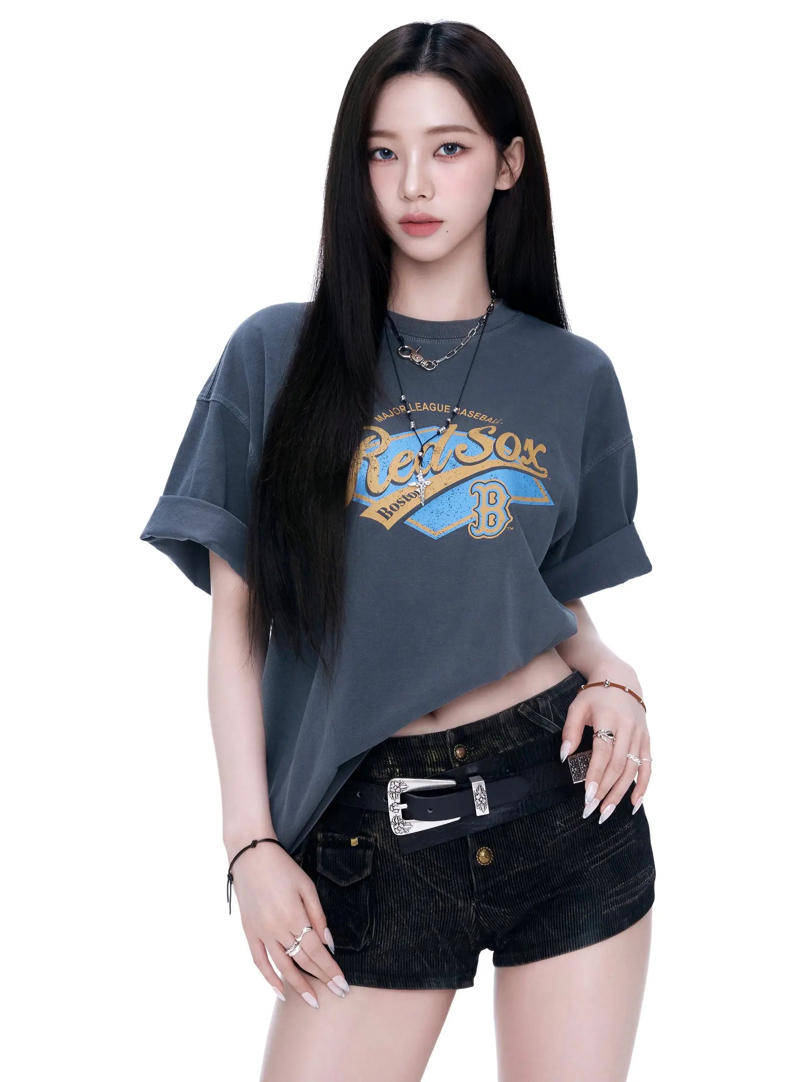 Aespa Karina PICK] MLB Varsity Vintage Washed Graphic Mega