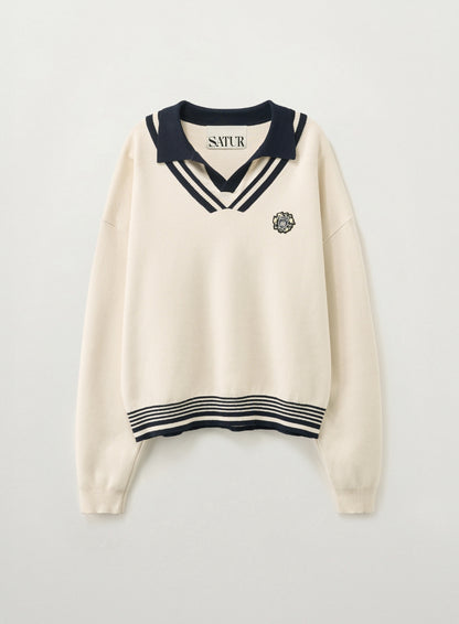 [Riize Pick] 26SS Satur Crest Logo Open Collar Knit
