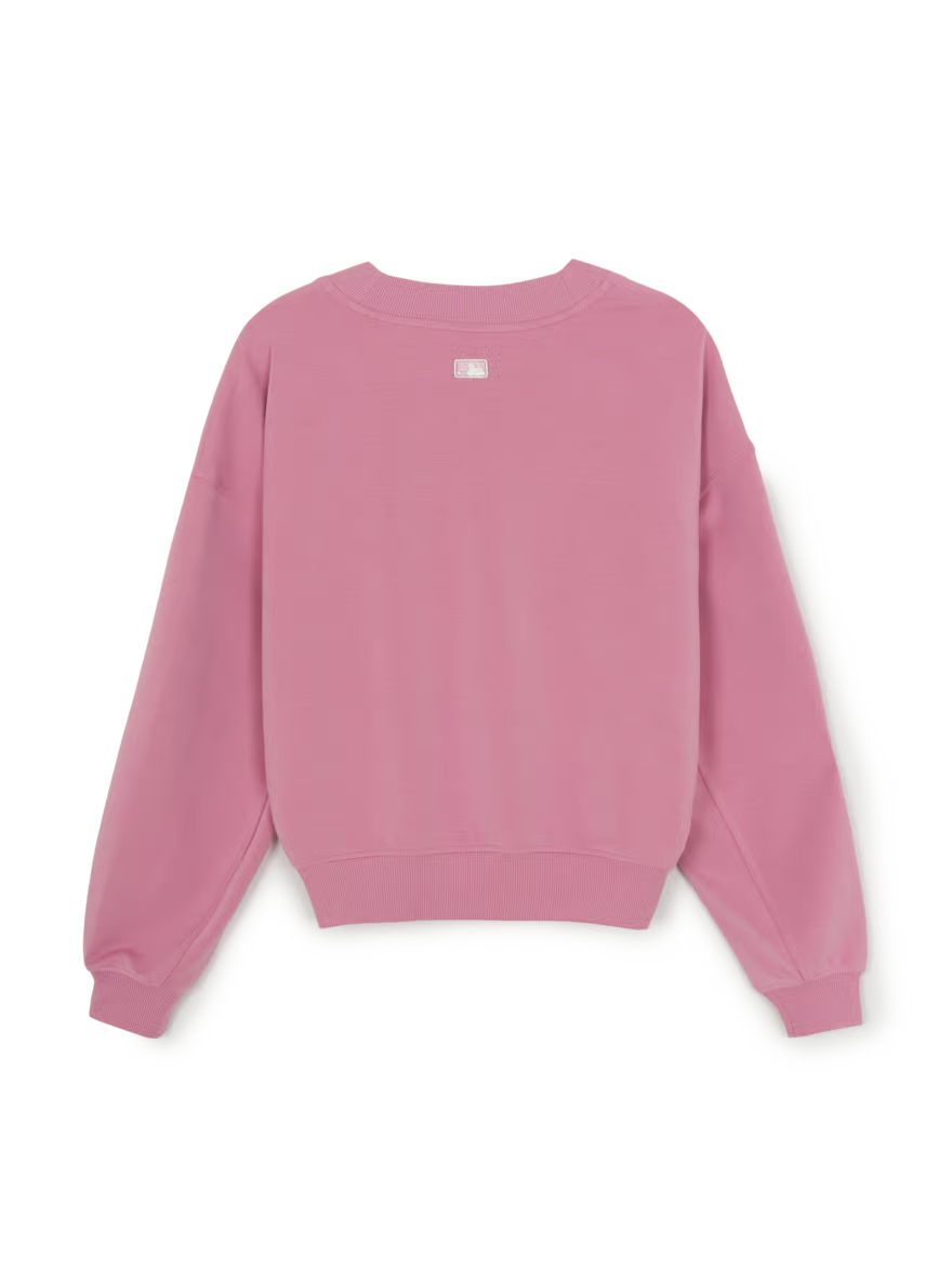 [Ive Gaeul Worn] MLB Women's Basic V-Neck Semi-Crop Sweatshirt LA Dodgers