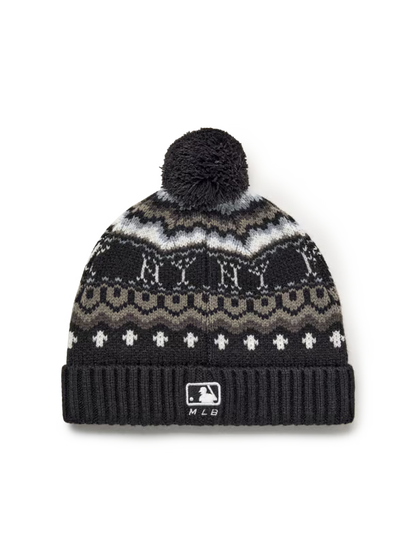 [TWS Ji-Hoon Worn] MLB Vintage Pattern Pom Pom Beanie New York Yankees