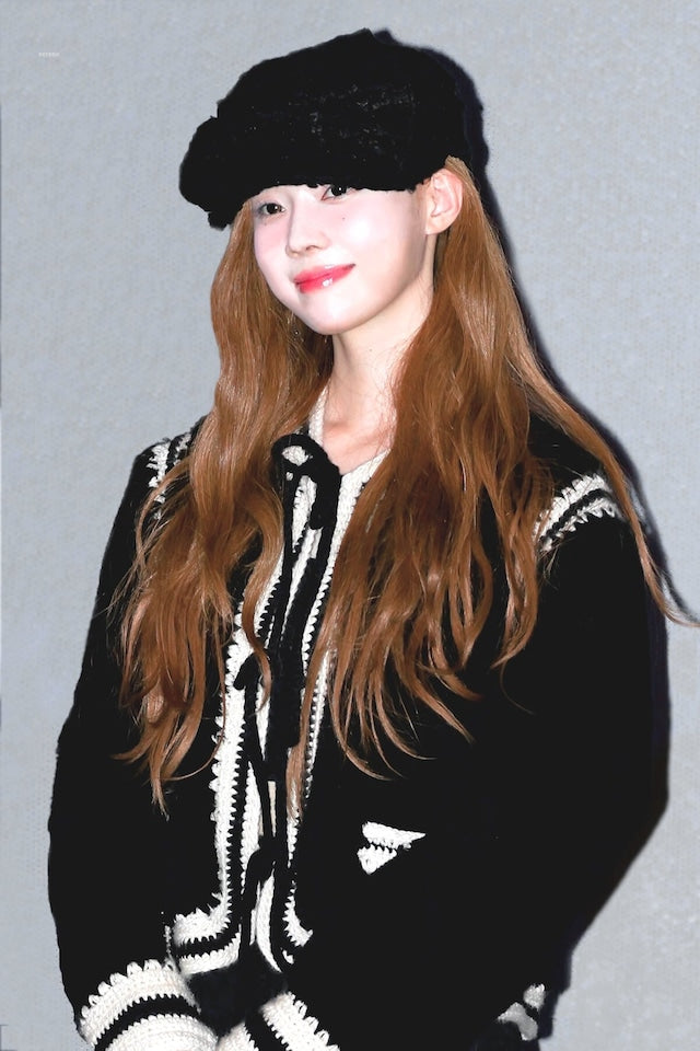 [Aespa Winter Worn] Awesome Needs Bellboy Cap Ribbon_Wool Black