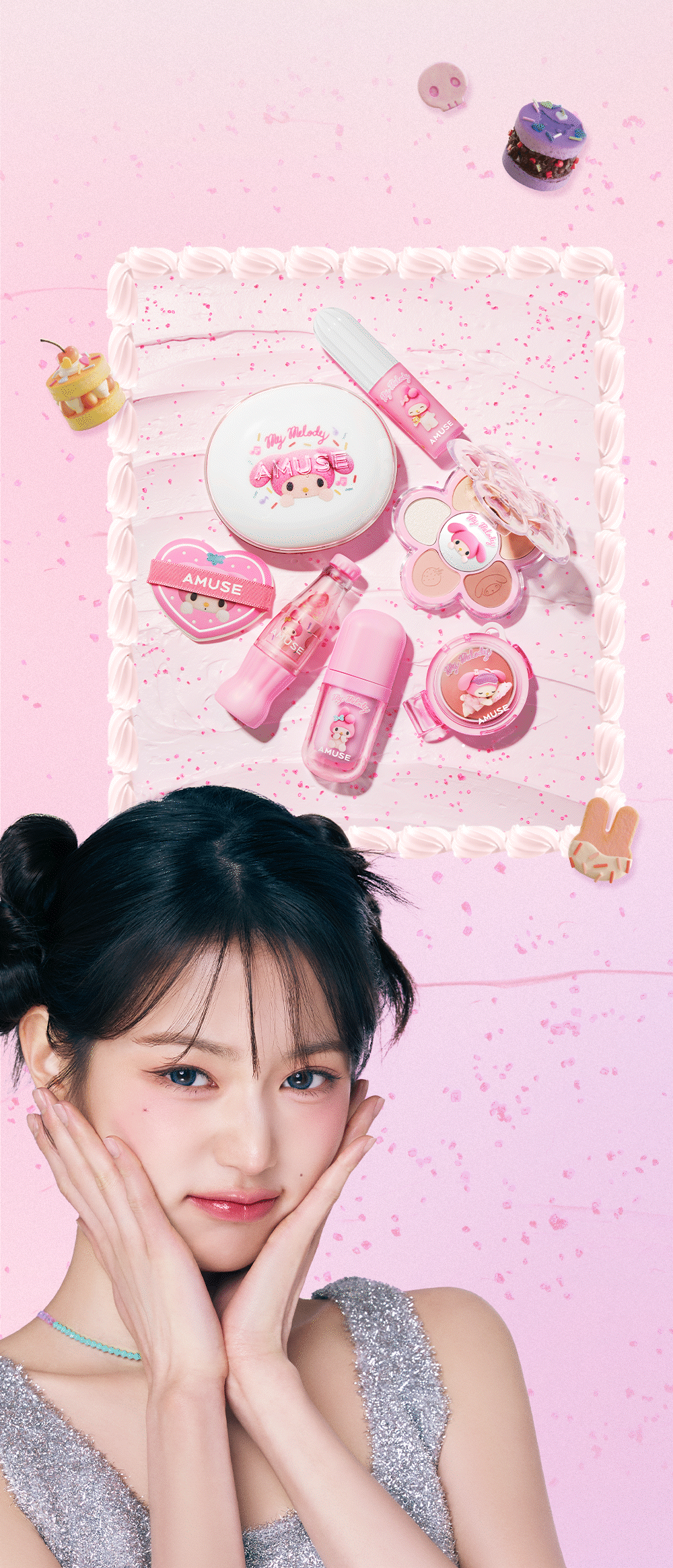 [My Melody & Kuromi Limited Edition] Amuse Bebe Tint (+Mini Lip Brush + Character Seal)