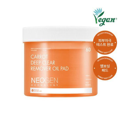 [Seventeen S.Coups Pick] Neogen Dermalogy Carrot Deep Clear Remover Oil Pad 60 Sheets