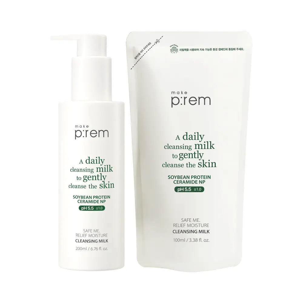 [Park Jihoon Pick] Make Prem Safe Me Relief Moisture Cleansing Milk 200ml with Gift (+100ml Refill)