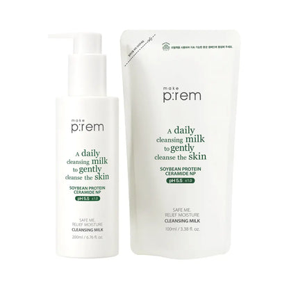 [Park Jihoon Pick] Make Prem Safe Me Relief Moisture Cleansing Milk 200ml with Gift (+100ml Refill)