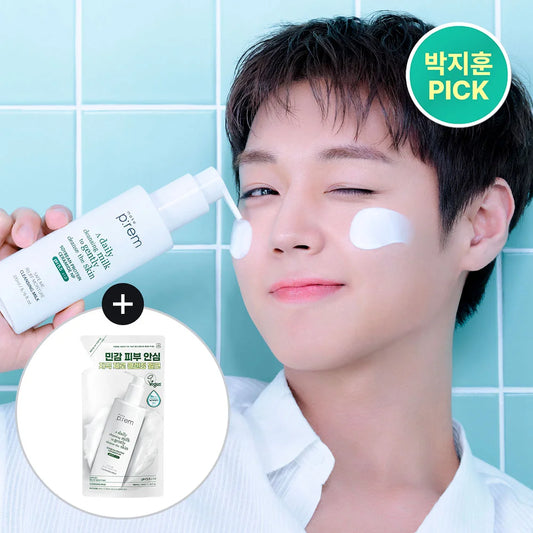 [Park Jihoon Pick] Make Prem Safe Me Relief Moisture Cleansing Milk 200ml with Gift (+100ml Refill)