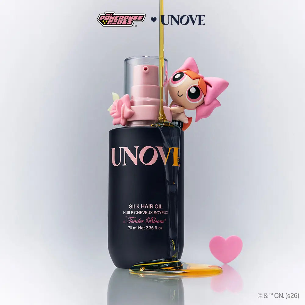 [Powerpuff Girls X UNOVE] Silk Hair Oil Essence 70ml Double Set with Gift (+Cap Ring)