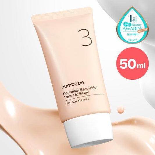NUMBUZIN - Porcelain Base-Skip Tone Up Beige (SPF 50+ PA++++)