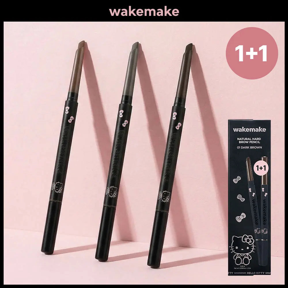 [Hello Kitty Black Edition] WAKE MAKE Natural Hard Brow Pencil with Gift (1+1)