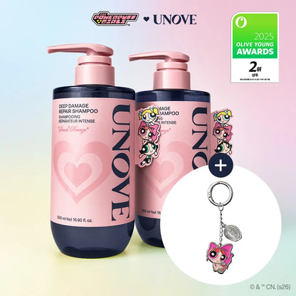 [Powerpuff Girls X UNOVE] Deep Damage Repair Shampoo Sweet Beeze 500ml Double Set with Gift (+ Keyring)