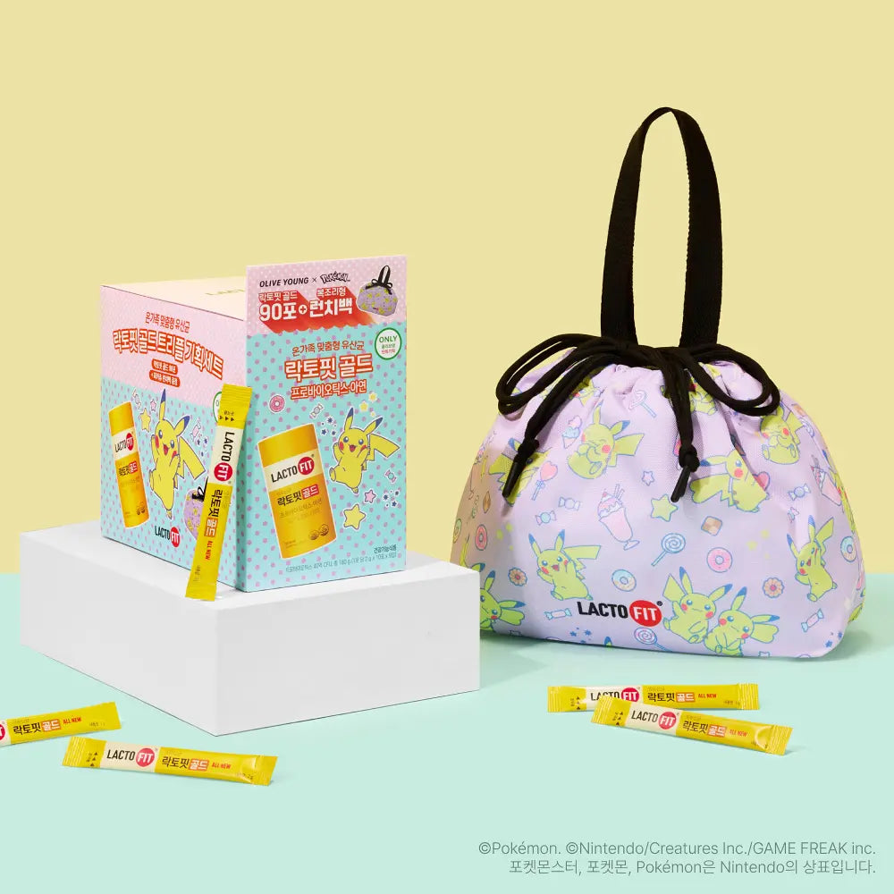 [Pokemon Edition] Lacto-fit Gold Triple Set 90-day Supply with Gift (+Pikachu Lunch Bag)