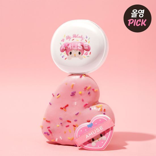 [My Melody & Kuromi Limited Edition] Amuse Ceramic Skin Perfector Cushion (+My Melody Refill + Character Seal + Kuku Sticker)