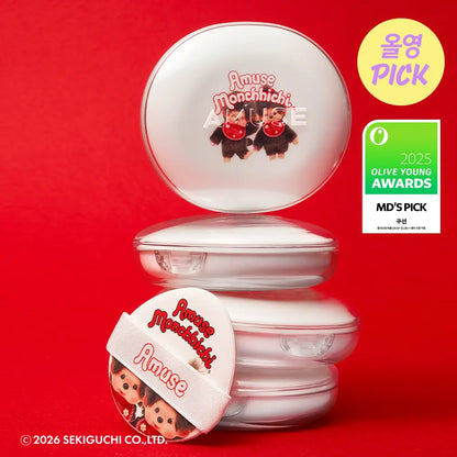 Monchhichi X Amuse Ceramic Skin Perfector Cushion with Gift (Refill + Monchhichi Hair Sheet)