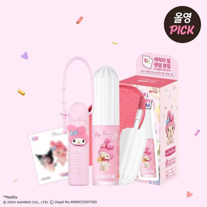 [My Melody & Kuromi Limited Edition] Amuse Powder Velvet Tint (+Tint Keychain + Character Seal)