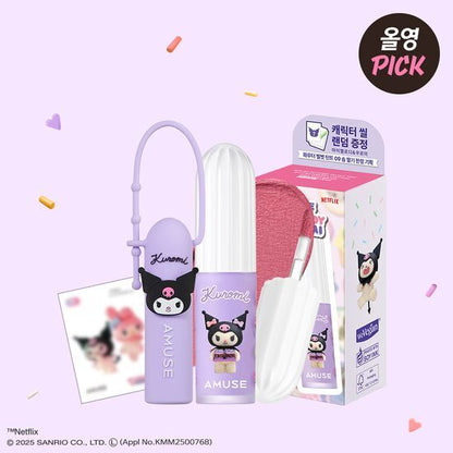 [My Melody & Kuromi Limited Edition] Amuse Powder Velvet Tint (+Tint Keychain + Character Seal)