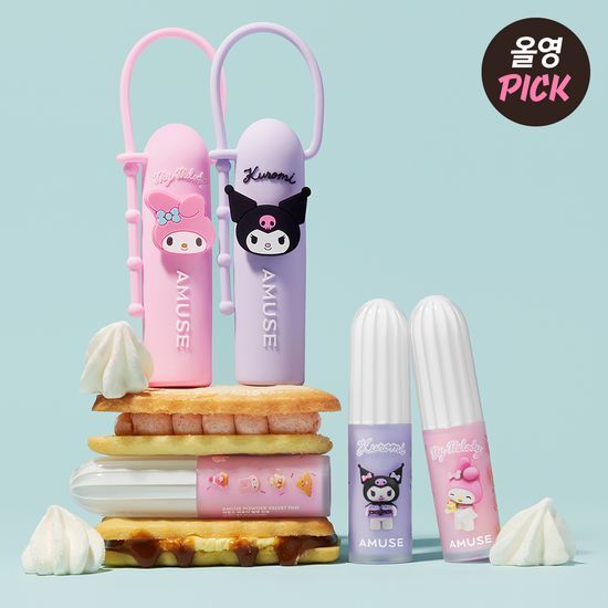 [My Melody & Kuromi Limited Edition] Amuse Powder Velvet Tint (+Tint Keychain + Character Seal)