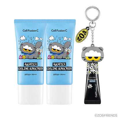 Zo & Friends X Cell Fusion C Aquatica Cooling Sunscreen 35ml Double Set with Gift (+10ml + Cap Keyring)