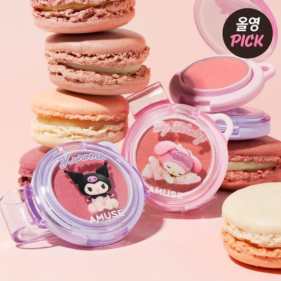 [My Melody & Kuromi Limited Edition] Amuse Powder Lip & Cheek (+Acrylic Keyring Charm + Character Seal)