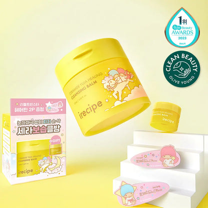 [NMIXX Jiwoo Pick] iRecipe  x Little Twin Star Ceramide Yuja Healing Cleansing Balm 135ml With Gift (+10ml + 2 Hairpin)