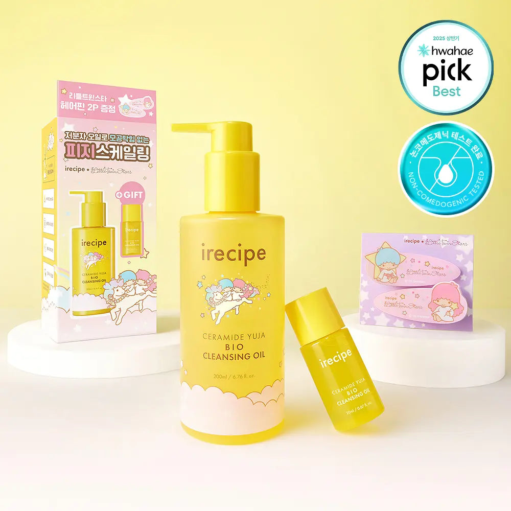 [NMIXX Jiwoo Pick] iRecipe x Little Twin Star Bio Cleansing Oil 200ml with Gift (10ml+2 Hairpins)